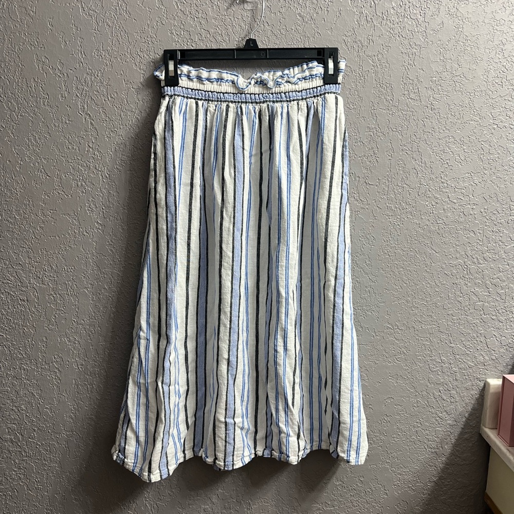 A New Day Blue and White Striped A-Line Skirt